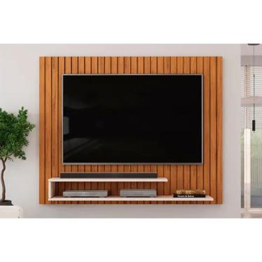 Imagem de Painel Quarto p/ TV até 55 Pol Ripe 134x108cm Freijo/Off White - DJ Móveis