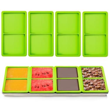 Imagem de Divisores grandes de bandeja de silicone com 2 cavidades para secador de congelamento direto da colheita, bandejas médias e pequenas, 4 bandejas de silicone verde para acessórios de liofilização