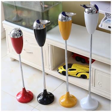 Imagem de Cinzeiro de pé com altura ajustável para chão, com tampa, sem odor, sem fumaça, para ambientes internos e externos, para descarte de bumbum de cinzas, cinzeiro de varanda à prova de vento em 51 cm