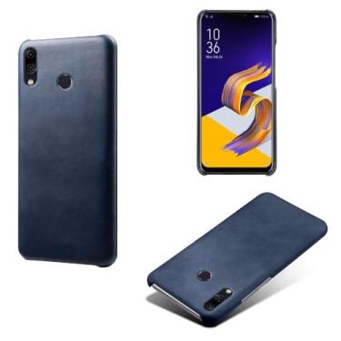 Imagem de Capa para Asus Zenfone 5 ZE620KL,Proteção contra quedas,Casca de volta de cor sólida simples,Design de couro de imitação de plástico-Blue