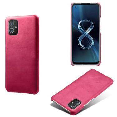 Imagem de Capa para Asus ZenFone 8 ZS590Ks,Proteção contra quedas,Casca de volta de cor sólida simples,Design de couro de imitação de plástico-Rose