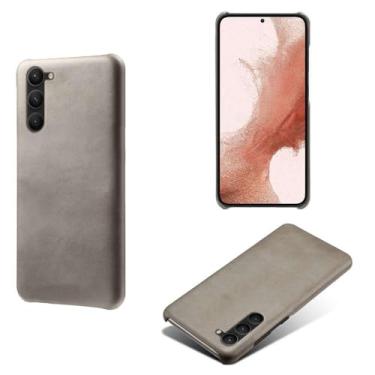Imagem de Capa para Samsung Galaxy S24 PRO,Proteção contra quedas,Casca de volta de cor sólida simples,Design de couro de imitação de plástico-Gray