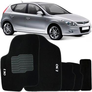 Imagem de Tapete Carpete I30 2010 à 2012 Preto Logo Bordado Jogo 5 Peças Personalizado Automotivo