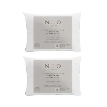 Imagem de Kit 2 Travesseiros Neo Prime 233 Fios Macio Suporte Firme 50x70cm Sort