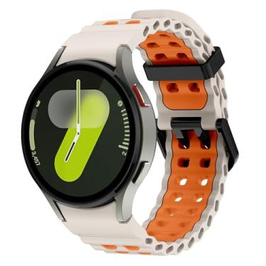Imagem de Sodhad Pulseira de silicone macio compatível com Samsung Galaxy Watch 7 de 44 mm e 40 mm e pulseiras esportivas respiráveis para Galaxy Watch 7 6 5 4 de 44 mm e 40 mm / 6 Classic de 43 mm 47 mm / 5