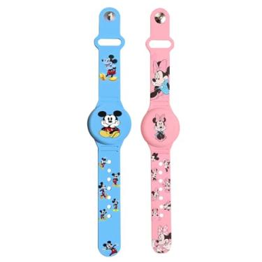 Imagem de [Pacote com 2] Pulseira infantil compatível com Airta, linda pulseira de relógio oculto ajustável para Apple Airta, capa de silicone macio à prova d'água para mouse infantil