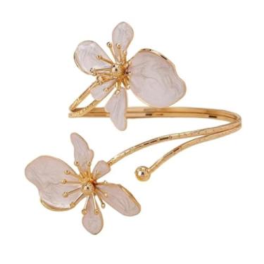 Imagem de A-yeite Joia de braço feminina delicada ajustável boho flor braço braçadeira braçadeira floral acessório declaração aniversário feriado presente, One Size, Metal, Sem Pedra Preciosa