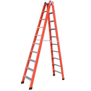 Imagem de Escada Tesoura Dupla em Fibra 10 Degraus 3 Metros WBERTOLO