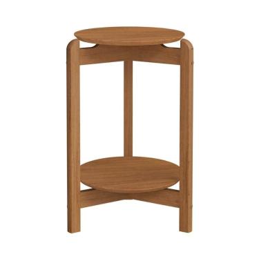 Imagem de Mesa Lateral Sala Lizz Com Pés De Madeira Maciça Cedro
