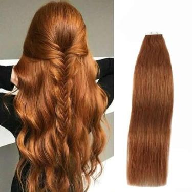 Imagem de YMEYME Extensões de Cabelo Humano Auburn Invisível Dupla Face Sem Costura Trama de Pele Remy Fita Remy Extensões de Cabelo 20 Pçs 50g #30 56 cm