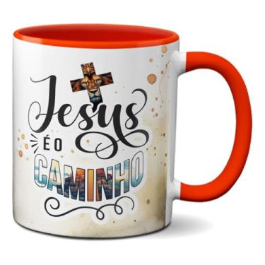 Imagem de Caneca Cristã Jesus O Caminho Frase Bíblia Xícara Religiosa (Vermelha)