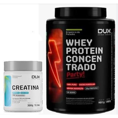 Imagem de Kit Whey Protein 100% Concentrado Sabor Brigadeiro de Pistache PARTY! Pote 900g+ Creatina 100% Monohidratada Pote de 300g-Dux Human Health-Dux Nutrition