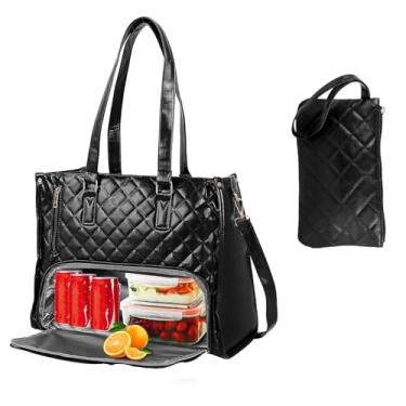 Imagem de Bolsa feminina com isolamento conversível 2 em 1, lancheira, combo à prova de vazamento, multifuncional, térmica, bolsa de trabalho com compartimento isolado, bolsa de trabalho conversível para laptop