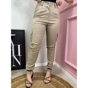 Imagem de Calça cargo nude com bolsos feminino  -tamanho g - LOLITA 