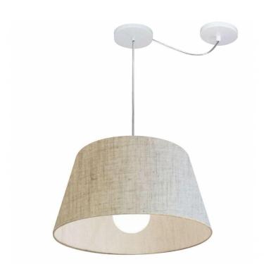 Imagem de Lustre Pendente Cone Com Desvio De Centro Vivare Md-4273 Cúpula Em Tecido 30x40cm - Bivolt Rustico-bege 127/220v