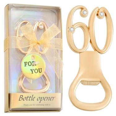 Imagem de Orlabno Pacote com 12 lembrancinhas de abridor de garrafas de aniversário de 60 anos, presentes de festa de aniversário de casamento, lembranças e decorações para convidados