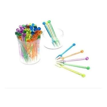 Imagem de 2X Garfinhos Para Petiscos Espetinho Colorido Plastilania 10