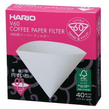 Imagem de Filtro de papel para coador Hario V-60 01 Cor Branca