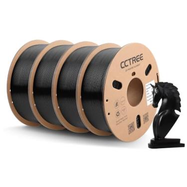 Imagem de CCTREE Pacote de filamentos de impressora 3D PLA Plus, filamento PLA perfeitamente enrolado 1,75 mm ± 0,03 mm, 4 kg no total, 1 kg carretel, pacote com 4, 4 pretos