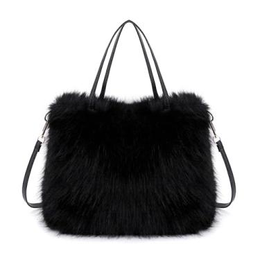 Imagem de Elenint Bolsa tiracolo feminina luxuosa e fofa de pele sintética, Pele sintética preta, One Size