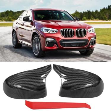 Imagem de Jaronx Compatível com BMW Mirror Cover X3 G01 2019-2024, X4 G02/X5 G05/X7 G07 2019-2024, X6 G06 2020-2024, Clip-on M Style Buzina Mirror Caps para BMW, motorista esquerdo e passageiro direito (padrão