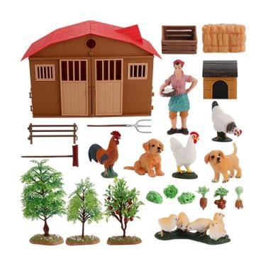 Imagem de Almencla Conjunto de estatuetas de animais de fazenda, mini brinquedo de fazenda, conjunto de brinquedos de animais simulados, ferramenta educacional em