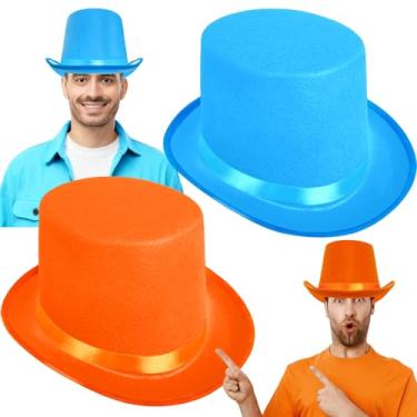 Imagem de 2 peças de chapéus de feltro azuis e laranjas, fantasia de luxo para festa temática de comédia de Halloween, acessórios de festa, suprimentos de cosplay de filmes engraçados, adultos, mulheres e