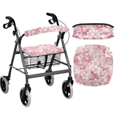 Imagem de Cugasmaru Walker Accessories Capas de assento e encosto de andador floral rosa capa macia contra poeira presentes ideais para idosos em vida assistida conjunto de capa de assento de abóbora de 2 peças