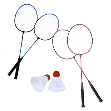 Imagem de Kit de Badminton Completo 2 Raquetes 2 Petecas Sacola de Transporte Di