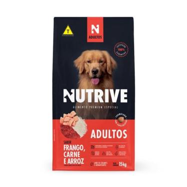 Imagem de Ração Nutrive Cães Adultos Sabor Frango, Carne E Arroz 15Kg