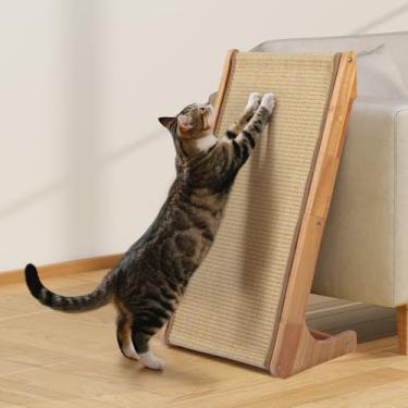 Imagem de Arranhador de sisal para gatos em forma de L – Rampa para arranhar gatos de 71 cm para uso interno, poste vertical para arranhar gatos, móveis de madeira para gatinhos/gatos (grande)