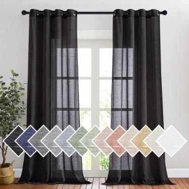 Imagem de Cortinas de janela NICETOWN Classic Linen Weave Flax Sheer Black
