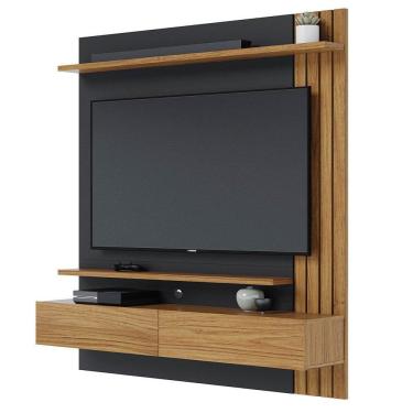 Imagem de Painel Home Suspenso para TV 65 Pol. 150cm Buriti C05 Noce Milano/Preto Fosco - Mpozenato