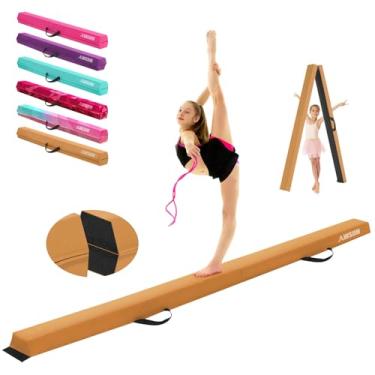 Imagem de AWSUM Viga de equilíbrio dobrável para crianças, equipamento de ginástica antiderrapante de 1,8 m, capa de camurça, de criança a adolescente, para escola de treinamento em casa