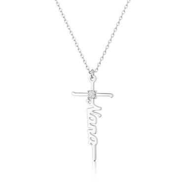 Imagem de GODKISS Colar feminino com cruz de fé, banhado a ouro 14K, banhado a prata delicada, colar com pingente de cruz para mãe, avó, moderno, banhado a ouro, joia cristã, religiosa, não mancha, Latão