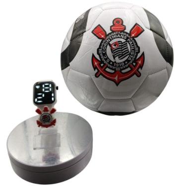 Imagem de Kit Corinthians Bola Futebol Sintética e Relógio Infantil - SMACTUDO