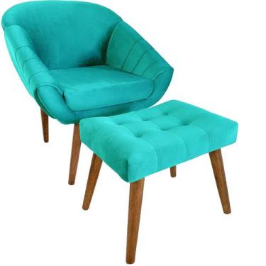 Imagem de Kit Poltrona Giovana Puff Capitonê Luxo e Almofadas em Sued Premium - 