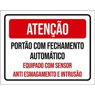 Imagem de Placa Atenção Portão Fechamento Automático Sensor 36X46