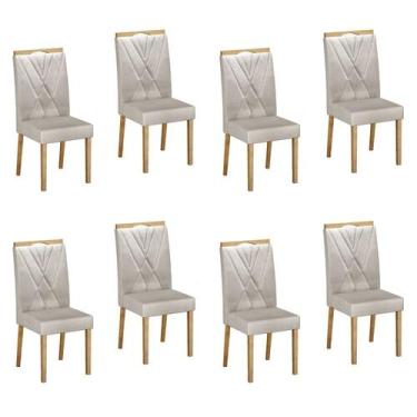 Imagem de Kit de 8 Cadeiras para Sala de Jantar Pés em Madeira Maciça Lara - Val