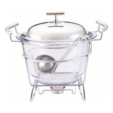 Imagem de Rechaud Redondo para Sopa com Tampa e Concha - Chambord - Vidro Borossilicato e Inox - 4 Litros - Fracalanza