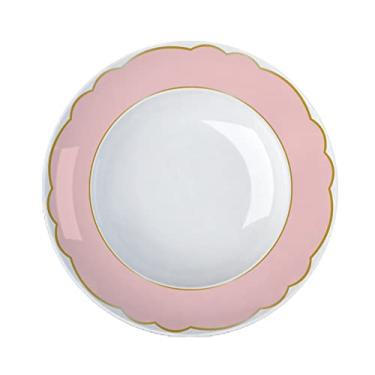 Imagem de Prato fundo em porcelana, modelo Versa, Royal Rosé, Ø 24 cm, Germer, Branco com detalhes em rosa e ouro