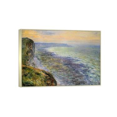 Imagem de BMZFYBS Impressão em tela famosa pintura paisagem arte de parede - paisagem marítima - pôster de moldura prata para decoração de casa 70 x 100 cm 27 x 39 pol