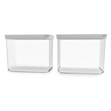 Imagem de Kit Conjunto 02 Potes Herméticos Para Mantimentos Acrílico (Branco)