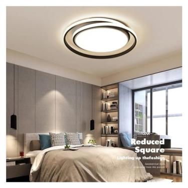 Imagem de Luminária de teto LED moderna com controle remoto, design redondo simples, adequada para sala de estar, quarto, cozinha, estudo, lustres