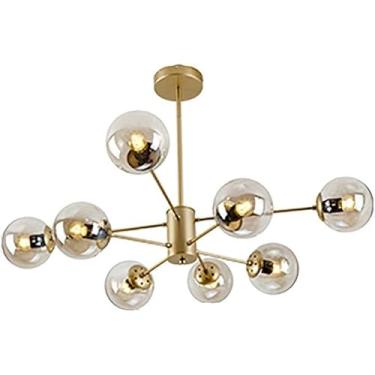 Imagem de Lustre Sputnik Dourado 9 8 10 12 16 Luzes Esferas de Vidro Abajures Luminárias Pendentes Globos Teto Pendurado E27 Luminárias de Teto Compatível com Cozinha Sala de Jantar, Decoração Moderna