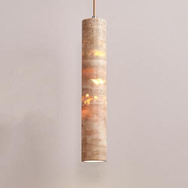 Imagem de Pequenas luzes pendentes para café, bar, ilha de cozinha, iluminação pendente de pedra natural, tubo longo, mármore, luminária pendente linear, lustre moderno de meados do século para mesa d