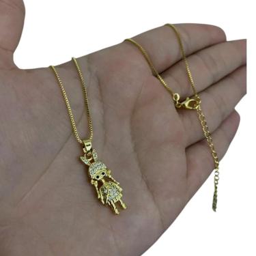 Imagem de Cordão Feminino 1Mm Menina Banhado A Ouro 18K