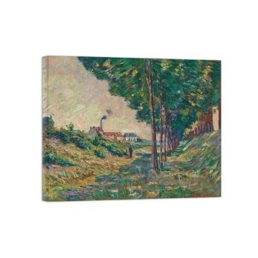 Imagem de Armand Guillaumin Famoso Arte de Parede Pôster-Impressões em Tela para sala de estar-Reprodução pinturas(Caminho reboque em Charenton) 90x110cm Tela Embrulhada