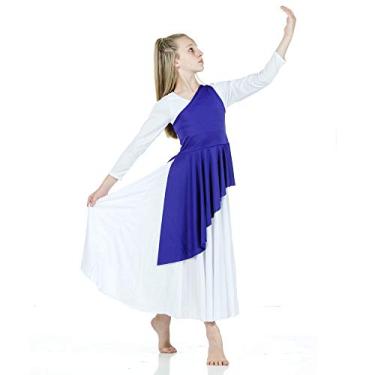 Imagem de Danzcue Túnica infantil assimétrica de louvor (vestido branco não incluído), Roxo escuro, S-M-Child