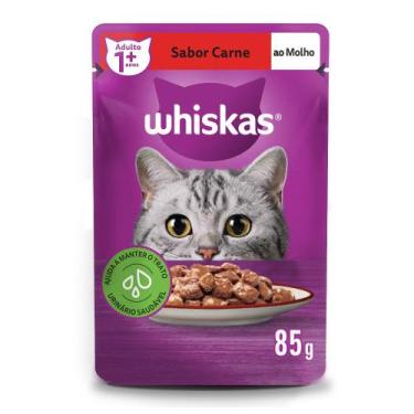 Imagem de Ração Úmida para Gato Whiskas Sabor Carne Sachê 85g